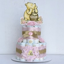 2 Tier Winnie The Pooh Diaper Cake Baby Shower Girl