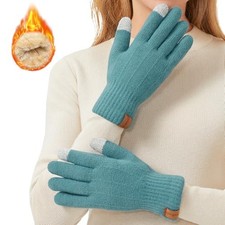 Winter Gloves for Women,Touchscreen Elastic Cuff Warm Knit One Size Blue