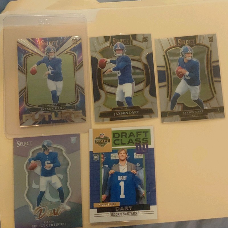 Jaxson Dart NY Giants 2025 . Lot Of Five Cards, 3 Inserts And 2 Rookies