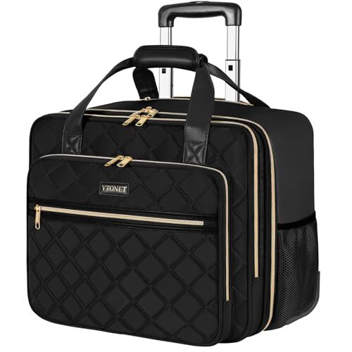 Rolling Laptop Bag Women, Rolling Briefcase for Women, 17.3 17.3 inch Black - Picture 2 of 7