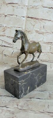 BRONZE STATUE SIGNED WILD RACING STALLION HORSE SCULPTURE FIGURINE ARTWORK SALE