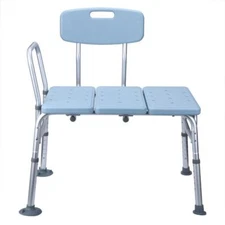 10 Height Adjustable Height Bath and Shower Chair Shower Bench w/Backrest,Blue