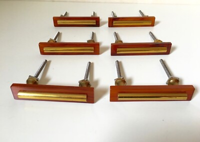 2 St. seltene Art Deco Möbelgriffe echt Bakelit /Messing 17mmx80mm