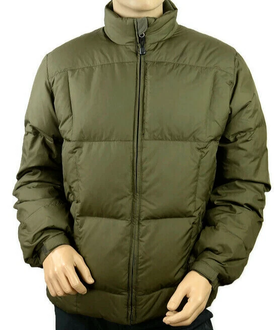 Eddie Bauer Mens Premium Goose Down Filled Jacket Size M Green Soft Shell Puffer