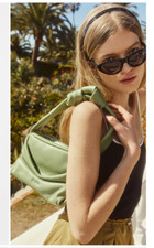 STAUD KISS BAG MSRP 395 Buffed Lambskin Leather in Moss