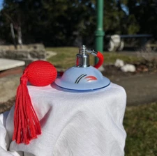 Antique Czech Hand-Blown Cased Glass Perfume Bottle - New Bulb - Glass Syphon