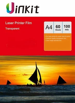 A4 OHP Film Clear Overhead Projector Film For Laserjet Print Uinkit - 60 Sheets