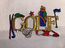 Iron on Patch Applique embroidered golf theme 6 x 3.5