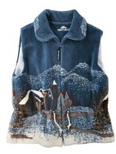 Vintage Denali Heavy Fleece Christmas Holiday Vest Women's Size Med Zip Up Euc