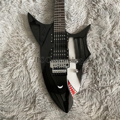 Custom Special Shaped Black Shark Electric Guitar Rosewood Fretboard Floyd Rose
