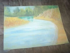 Original Pastel By Peg Humphreys, Serene Lake 19.5"x 14.25" 