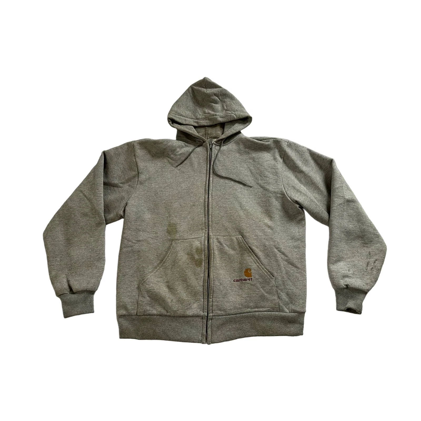 Vintage Carhartt Gray Thermal Lined Full Zip XL Hoodie Sweatshirt VTG