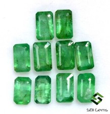 2.77 Cts Certified Natural Emerald Octagon Cut 5x3 mm Lot 10 Pcs Loose Gemstones