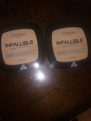 2 L'Oreal  Paris ~ INFALLIBLE Pro-Glow ~ Face Powder ~ 25 Sand Beige