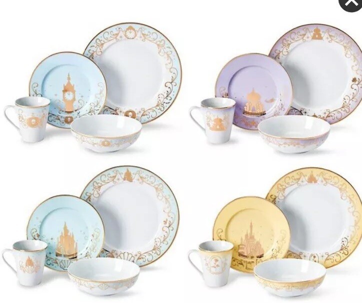 Disney Princess Designer 16 Piece Dinnerware Plate Set Limited