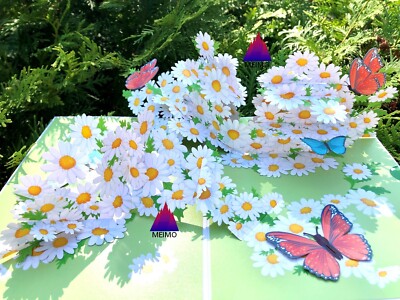 3D Pop Up Greeting Card Daisy Flower Floral Butterflies Birthday Mother ...