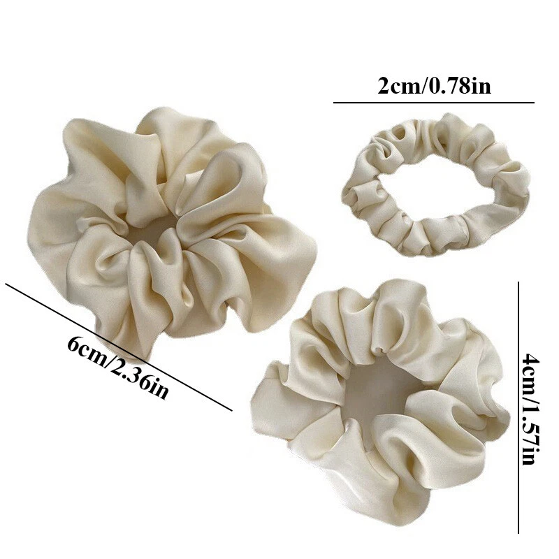 3 Sizes Women Girl Solid Color Hair Tie Elastic Hair Accessory Ring Scrunchie - Image 2 of 4