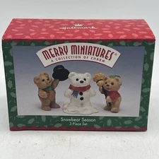 Vintage 1997 Hallmark Merry Miniatures - Snowbear Season 3-piece set