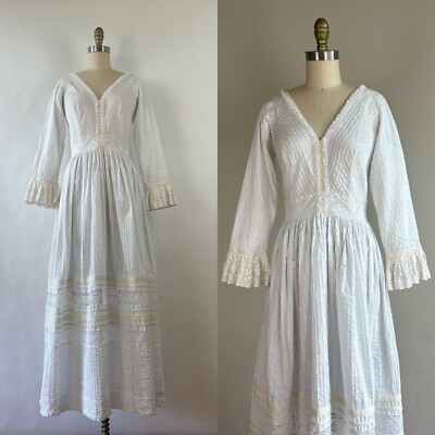 Vintage 70s Georgia Charuhas Cotton Mexican Dress S | eBay 