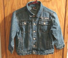 Harley Davidson Kids Jean Jacket Size 7 button front pockets long sleeve
