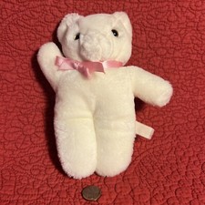 7 Eden White Bear Arm Up Vintage Plush Stuffed