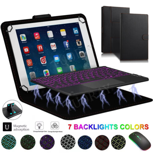 For Samsung Galaxy Tab A9 Plus 11" Tablet Backlit Keyboard PU Leather Case Mouse - Picture 4 of 55