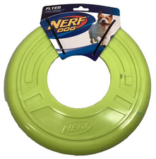 NERF Dog Disc Toy-Tough Rubber Frisbee Flyer- Easy Catch  Floating-Pick Color  