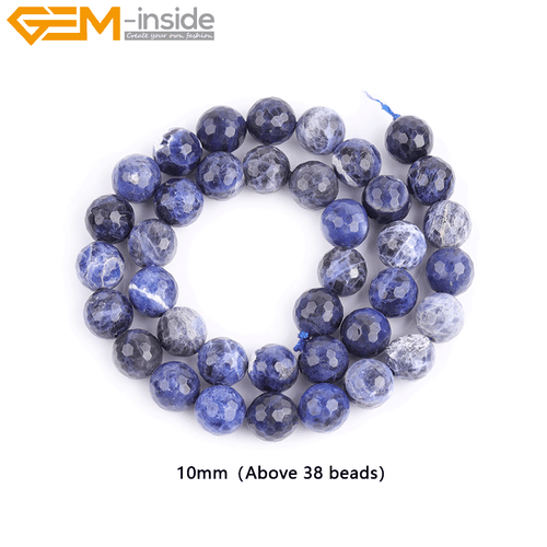 Cadena de cuentas redondas de sodalita azul de piedras preciosas naturales de 15" para hacer joyas de 15" - Imagen 56 de 62