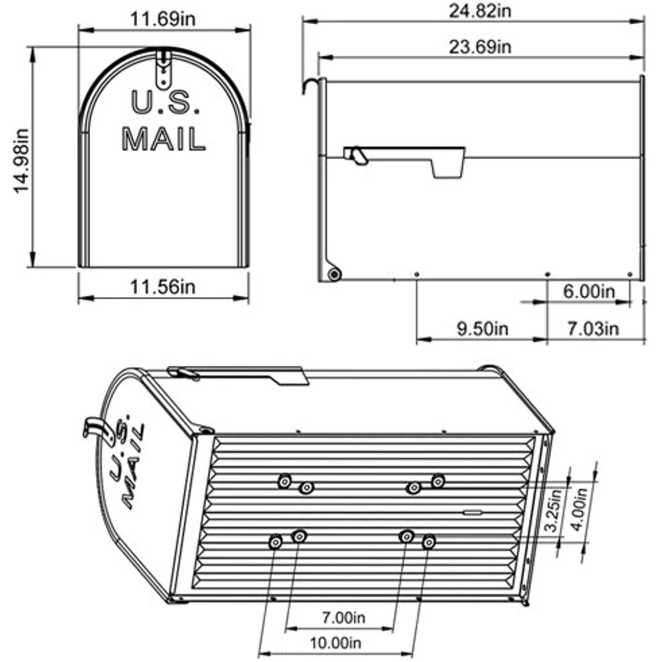 Gibraltar Stanley (ST200000) Buzón Jumbo Montaje Poste, Acero Galvanizado - Plateado Foto 3 de 4