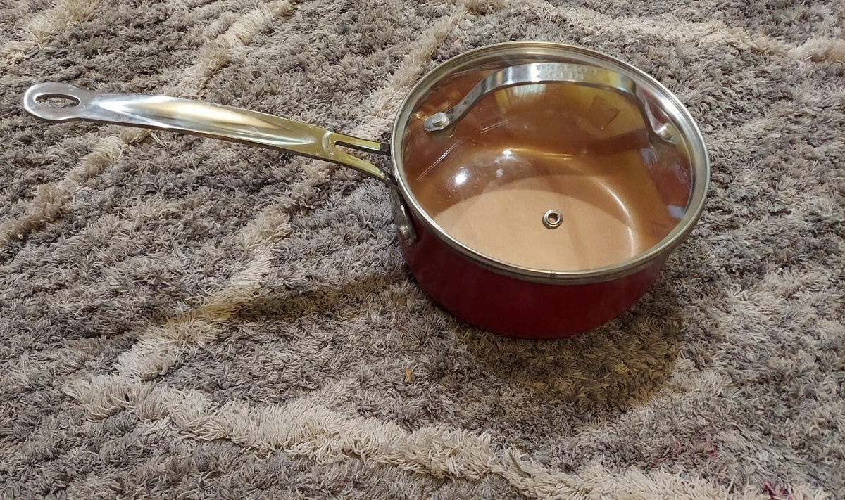 Red Copper Ceramic 2 qt Saucepan with lid