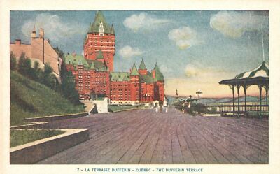 Quebec Canada, The Dufferin Terrace Château Frontenac CAN Vintage Postcard c1920