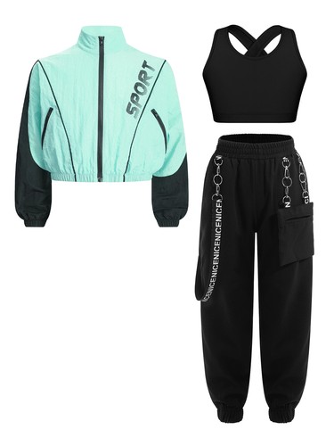 Kids Girls Crop Tops With Pants Junior Sweatsuit Casual Tracksuit Summer Sport - Picture 23 of 59