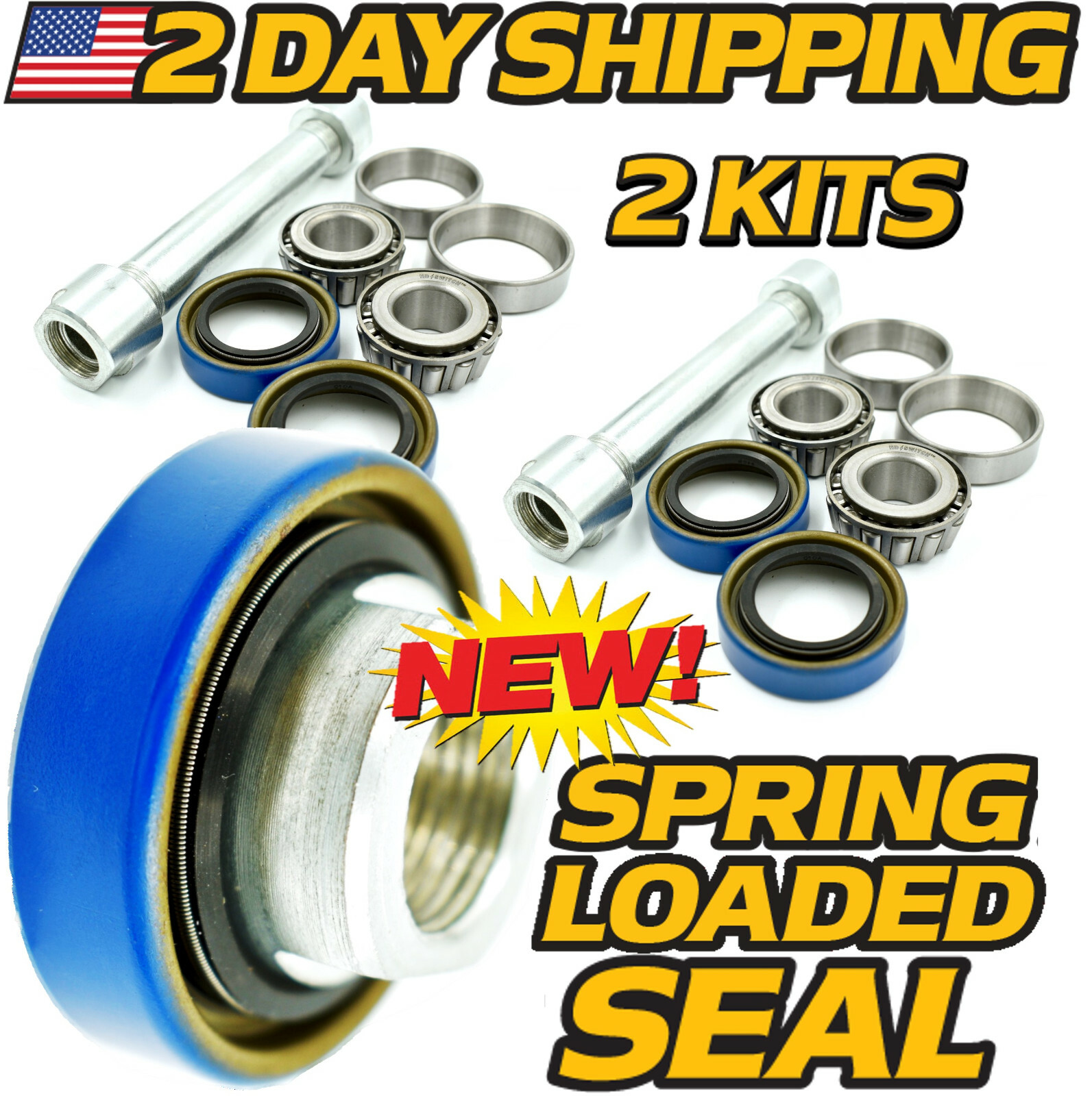 2 Kits Front Wheel Rebuild Kit Fits Toro Exmark Bearing Axle Seal Nut
