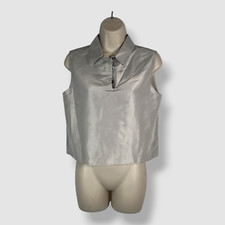 Top corto Theory para mujer gris seda Shantung talla S
