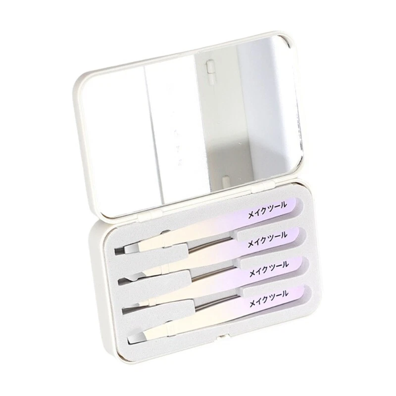 4Pcs Travel Tweezers Set Eyebrows Tweezers Stainless Steel Precisions Tweezers - Picture 7 of 11