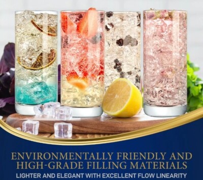Nutrichef 4 Sets Highball Drinking Glass Heavy Base Tall Glass Tumbler Crystal 