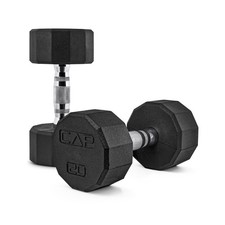 Dumbbell Set 20 lb Pair Coated Chrome Handle Barbell 12-Sided