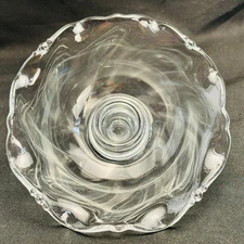 Set of 2 Heisey Bobeche Glass Candle Holder Inserts Wax Drip Bowls Marked