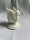 Vintage Milk Glass Owl Toothpick Holder White Opalescent Mini Vase Bird Figurine