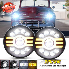 Fit Ford Deluxe 1939-51 Pair 7" Inch LED Headlights Round Hi/Lo Sealed Beam