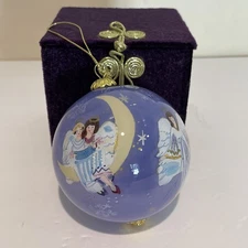 PIER ONE 2004 LI BIEN Reverse Hand Painted Christmas Ornament Angels 2.5" w/ Box