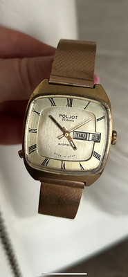 Vintage Poljot Automatic 23 Jewels Day-Date Watch USSR   Gold Tone   Very Good W
