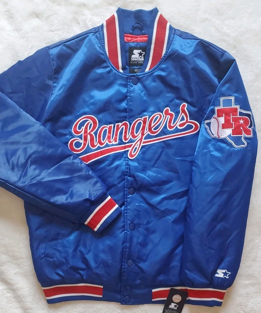 HansenMLB レンジャーズ　スタジャン　サイズL STARTER Texas 🇨🇱 Rangers Black Label Starter Jacket Quilt Lined Full