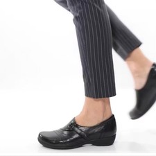 Dansko Franny Comfort Shoes Womens 8W Black Milled Nappa Leather Slip On Loafer