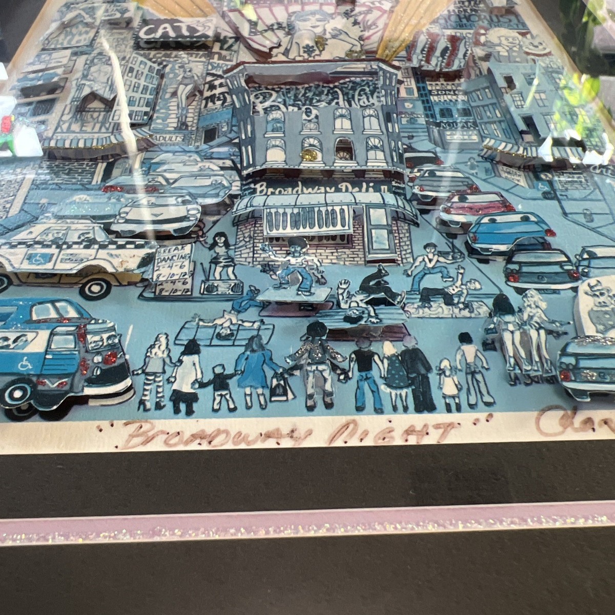 CHARLES FAZZINO 'Broadway Night' 3D Pop Out Art framed/signed New