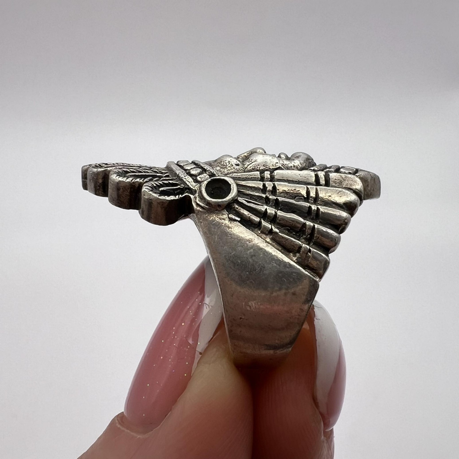 Vintage Massive 800 Silver Ring Signed Indian Chi… - image 5