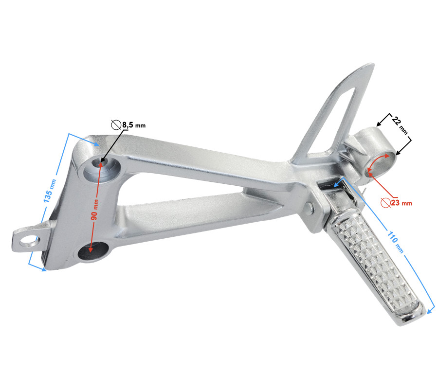 Repose-pieds arrière gauche pour scooter GT 125 en aluminium