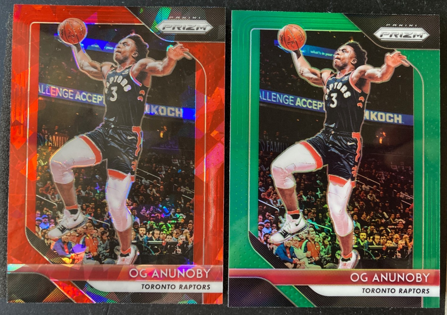 2018-19 Prizm #63 OG Anunoby GREEN Prizm RED ICE. Toronto Raptors