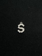 Rhinestone Initial Letter S Charm Silver Tone 1/2in