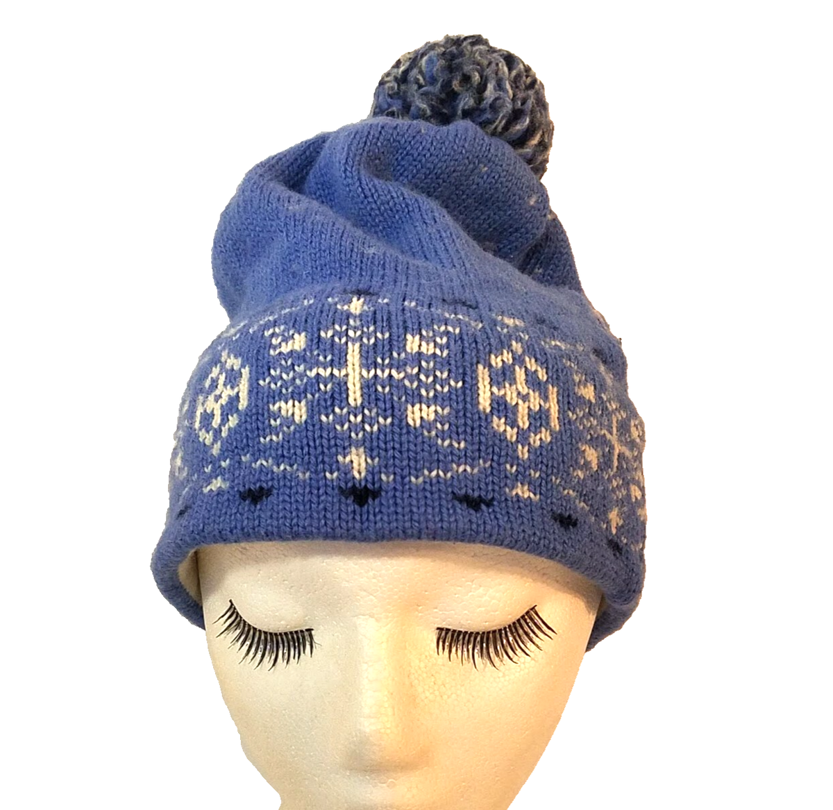Vintage 80s CB Sports Snowflake Knit Wool Winter Hat Ski Beanie